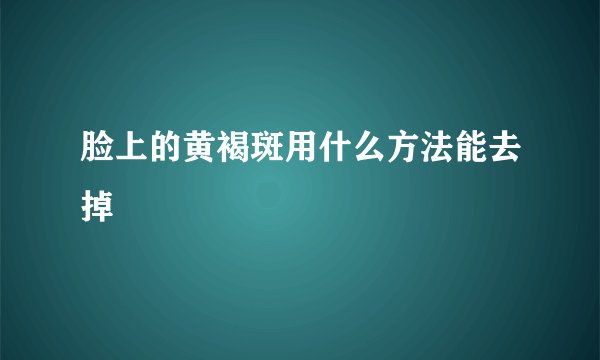 脸上的黄褐斑用什么方法能去掉