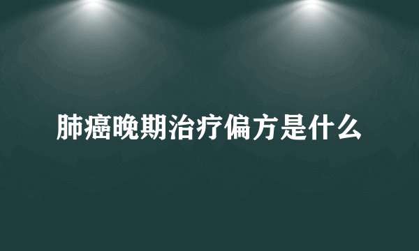 肺癌晚期治疗偏方是什么