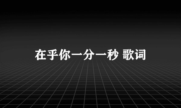 在乎你一分一秒 歌词