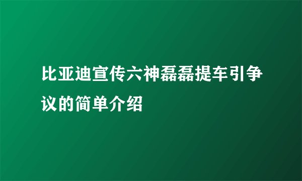 比亚迪宣传六神磊磊提车引争议的简单介绍