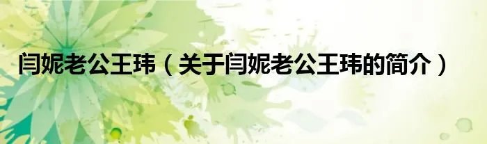 闫妮老公王玮（关于闫妮老公王玮的简介）