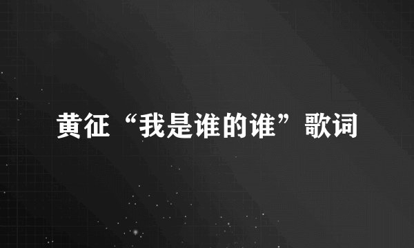 黄征“我是谁的谁”歌词