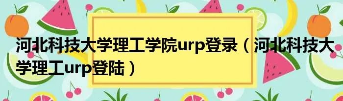 河北科技大学理工学院urp登录（河北科技大学理工urp登陆）
