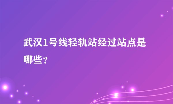 武汉1号线轻轨站经过站点是哪些？