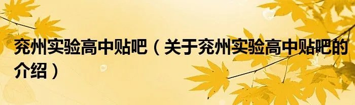 兖州实验高中贴吧（关于兖州实验高中贴吧的介绍）