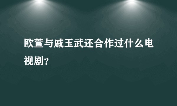 欧萱与戚玉武还合作过什么电视剧？