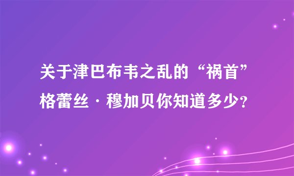 关于津巴布韦之乱的“祸首”格蕾丝·穆加贝你知道多少？