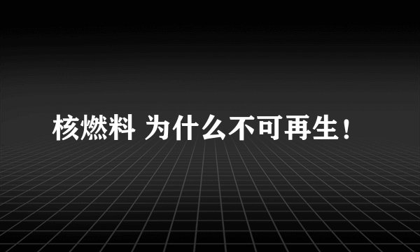 核燃料 为什么不可再生！