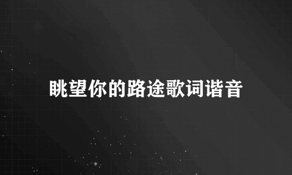 眺望你的路途歌词谐音