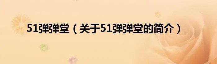 51弹弹堂（关于51弹弹堂的简介）
