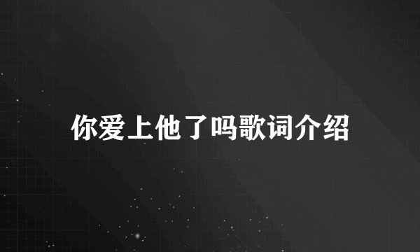 你爱上他了吗歌词介绍