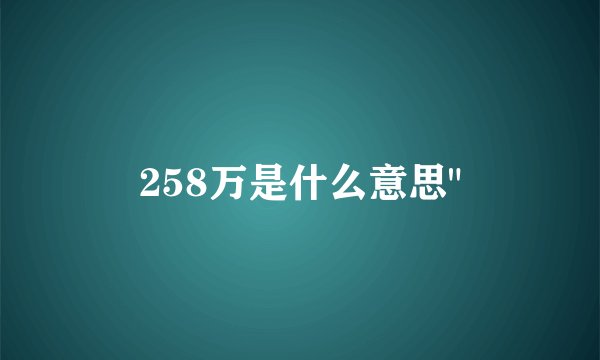 258万是什么意思