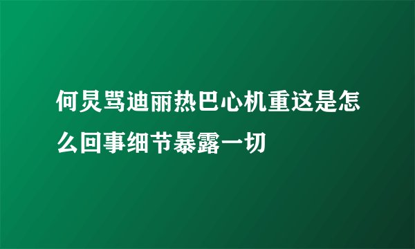何炅骂迪丽热巴心机重这是怎么回事细节暴露一切