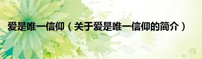 爱是唯一信仰（关于爱是唯一信仰的简介）