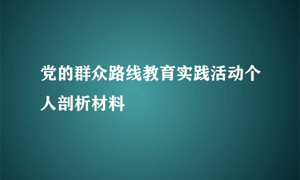 党的群众路线教育实践活动个人剖析材料