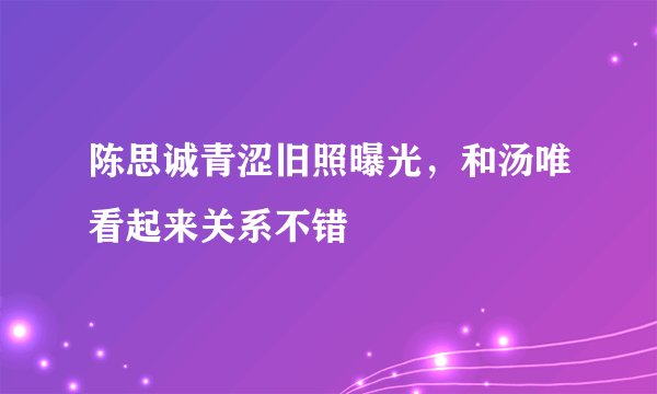 陈思诚青涩旧照曝光，和汤唯看起来关系不错