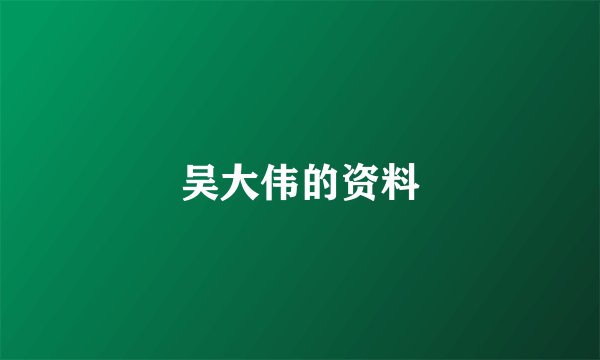 吴大伟的资料