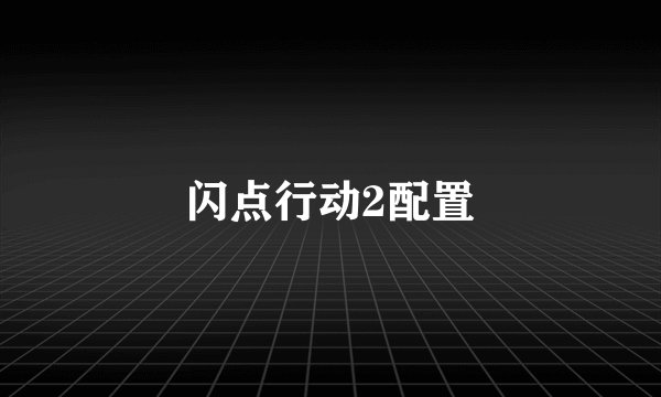 闪点行动2配置