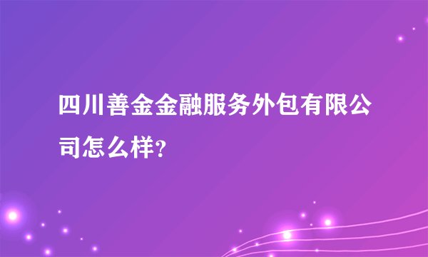 四川善金金融服务外包有限公司怎么样?