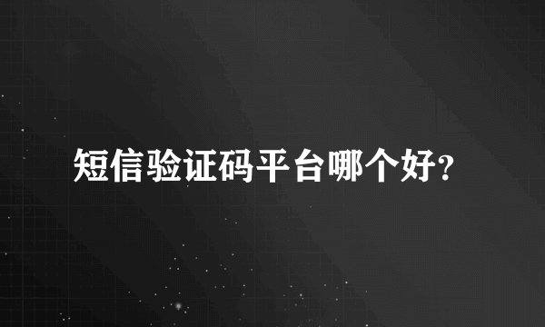 短信验证码平台哪个好？