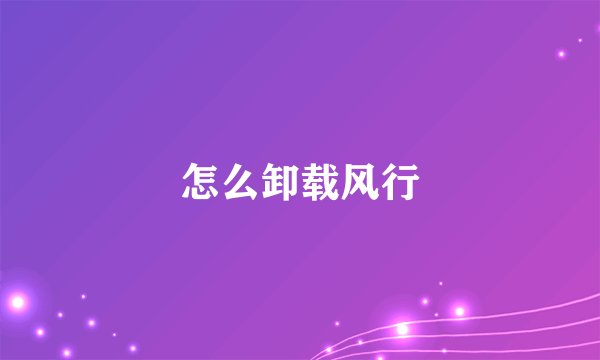 怎么卸载风行