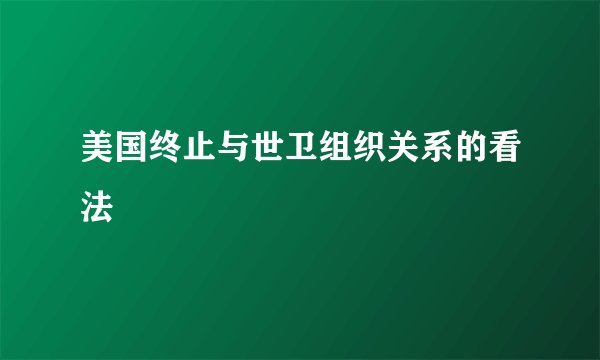 美国终止与世卫组织关系的看法