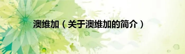 澳维加（关于澳维加的简介）