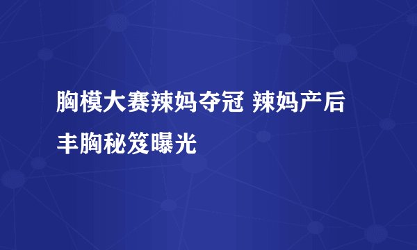 胸模大赛辣妈夺冠 辣妈产后丰胸秘笈曝光