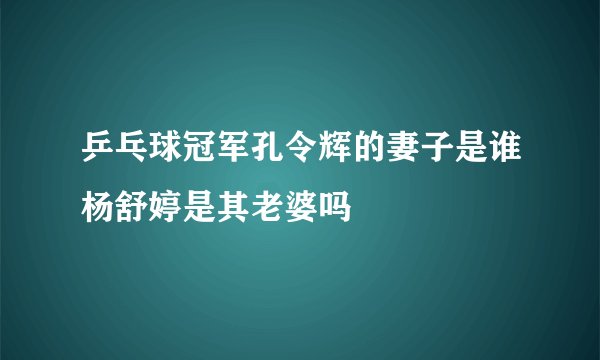 乒乓球冠军孔令辉的妻子是谁杨舒婷是其老婆吗
