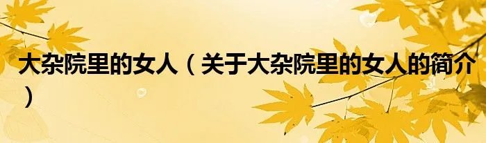 大杂院里的女人（关于大杂院里的女人的简介）