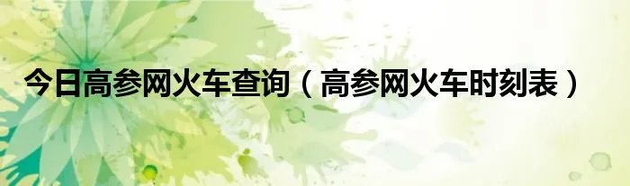 今日高参网火车查询（高参网火车时刻表）