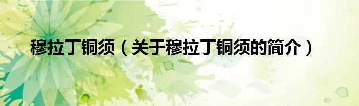 穆拉丁铜须（关于穆拉丁铜须的简介）