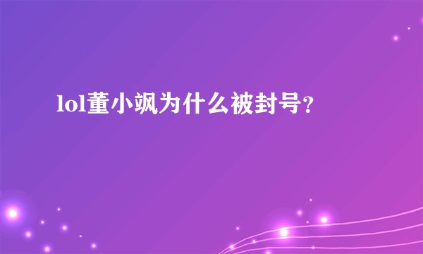 lol董小飒为什么被封号？