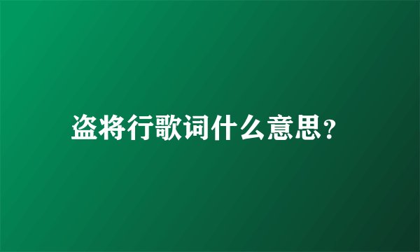 盗将行歌词什么意思？