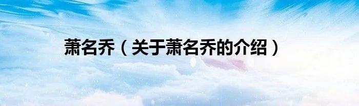 萧名乔（关于萧名乔的介绍）