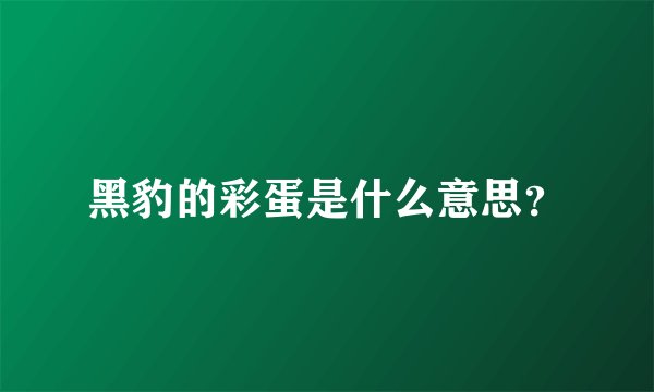 黑豹的彩蛋是什么意思？
