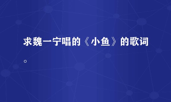 求魏一宁唱的《小鱼》的歌词。