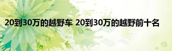 20到30万的越野车 20到30万的越野前十名