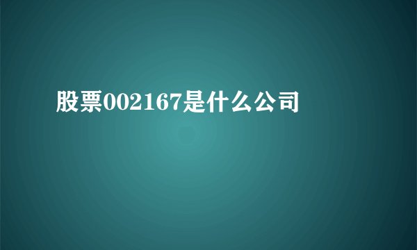 股票002167是什么公司