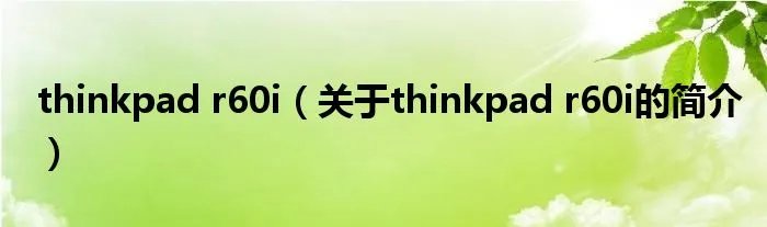 thinkpad r60i(关于thinkpad r60i的简介)