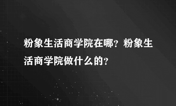 粉象生活商学院在哪？粉象生活商学院做什么的？