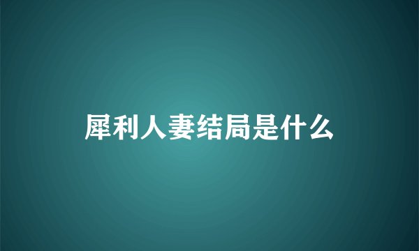 犀利人妻结局是什么
