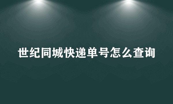 世纪同城快递单号怎么查询