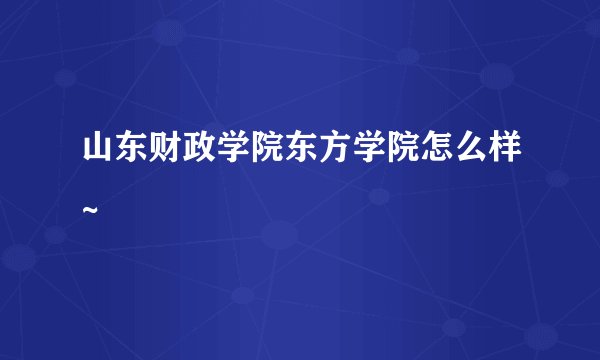 山东财政学院东方学院怎么样~