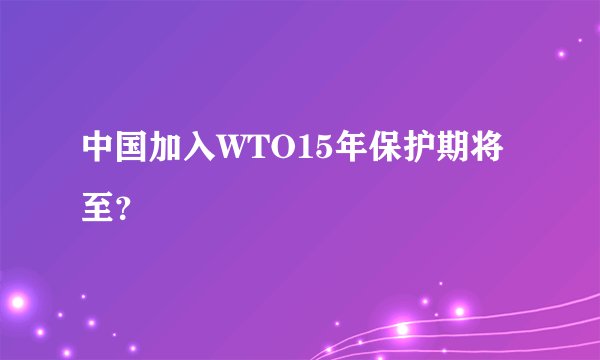 中国加入WTO15年保护期将至？