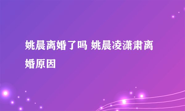 姚晨离婚了吗 姚晨凌潇肃离婚原因