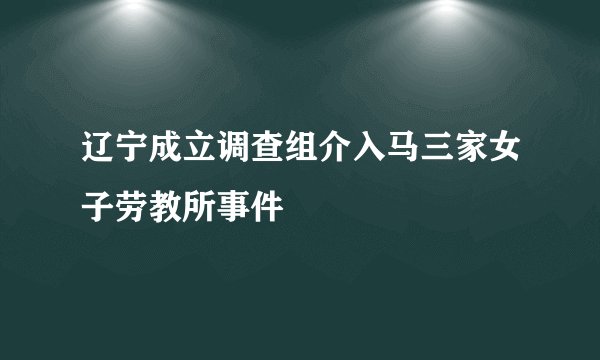 辽宁成立调查组介入马三家女子劳教所事件