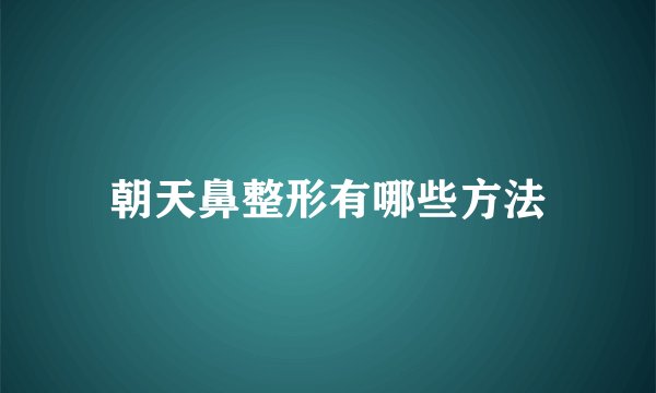 朝天鼻整形有哪些方法
