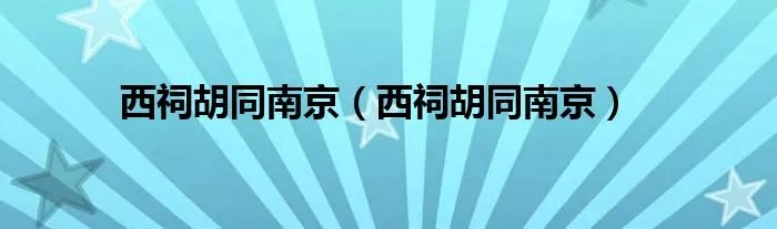 西祠胡同南京（西祠胡同南京）