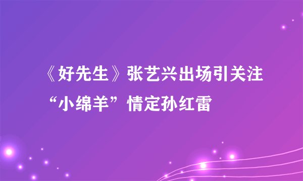 《好先生》张艺兴出场引关注“小绵羊”情定孙红雷